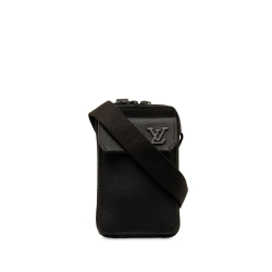 Louis Vuitton AB Louis Vuitton Black Calf Leather Aerogram Phone Pouch France