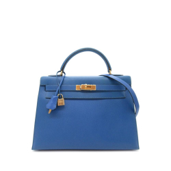 Hermès B Hermès Blue Calf Leather Courchevel Kelly Sellier 32 France