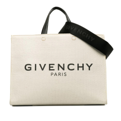 Givenchy AB Givenchy Brown Beige Canvas Fabric Medium G-Tote Shopping Bag Italy