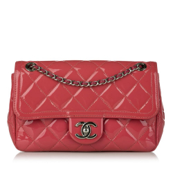 Chanel B Chanel Red Patent Leather Leather Small Coco Shine Flap Bag France