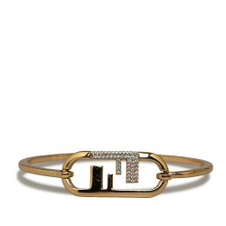 Fendi B Fendi Gold Gold Plated Metal Crystal O'Lock Bracelet Italy