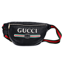 Gucci Grained Leather Print Belt Bag Black