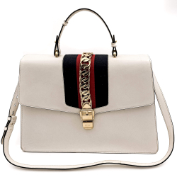 Gucci Sylvie Maxi Leather White Bag