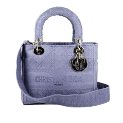 Christian Dior B Dior Purple Cotton Fabric Medium Lady D-Lite Italy