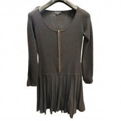 Luisa Spagnoli Black Wool Dress with front zipper