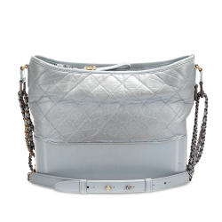 Chanel B Chanel Silver with Gray Calf Leather Medium Gabrielle Shoulder Bag France