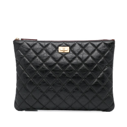 Chanel AB Chanel Black Lambskin Leather Leather Reissue O Case Italy