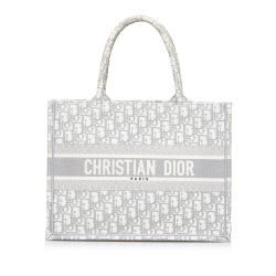 Christian Dior AB Dior Gray Canvas Fabric Medium Oblique Book Tote Italy
