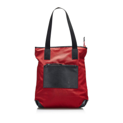 Gucci B Gucci Red with Black Nylon Fabric Tote Bag Italy