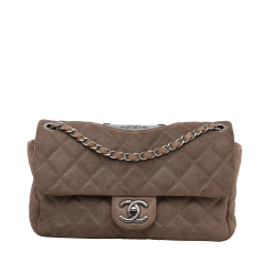 Chanel AB Chanel Brown Suede Leather Small Classic Double Flap Italy