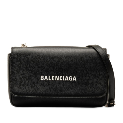 Balenciaga AB Balenciaga Black Calf Leather Everyday Chain Wallet Italy