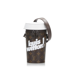 Louis Vuitton AB Louis Vuitton Brown with White Monogram Canvas Canvas Monogram Coffee Cup Pouch Italy
