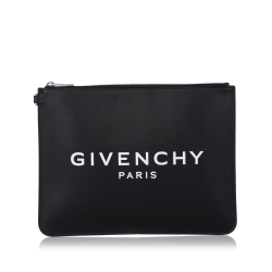 Givenchy AB Givenchy Black with White Calf Leather Logo Clutch Bag Italy