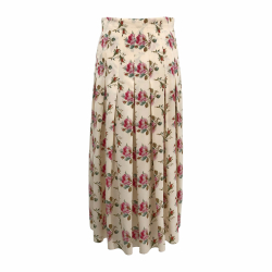 Gucci skirt in cream pleated silk with pink rose print