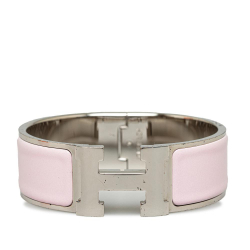 Hermès B Hermès Pink Light Pink with Silver Enamel Metal Clic Clac H Bracelet France