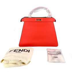 Fendi Peekaboo ISeeU Medium Leather Beige & Orange 2-Way Top-handle