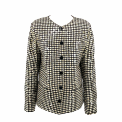 Giorgio Armani vintage jacket in black and cream check with clear rectangled sequined finish