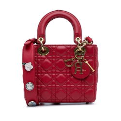 Christian Dior AB Dior Red Lambskin Leather Leather Small Lambskin Cannage My ABCDior Lady Dior Italy