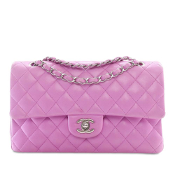 Chanel AB Chanel Pink Lambskin Leather Leather Medium Classic Lambskin Double Flap France