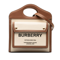 Burberry AB Burberry Brown Beige Canvas Fabric Mini Pocket Bag Italy