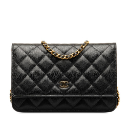 Chanel AB Chanel Black Caviar Leather Leather CC Caviar Wallet on Chain France
