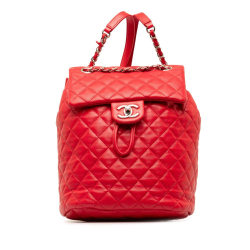 Chanel B Chanel Red Lambskin Leather Leather Small Lambskin Urban Spirit Backpack Italy