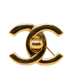 Chanel AB Chanel Gold Gold Plated Metal CC Turn-Lock Brooch France