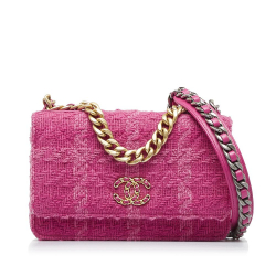Chanel AB Chanel Pink Tweed Fabric 19 Wallet On Chain Mauritania