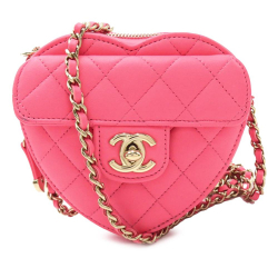 Chanel AB Chanel Pink Lambskin Leather Leather Mini Lambskin CC in Love Heart Crossbody France