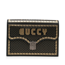 Gucci A Gucci Black Calf Leather Guccy Portfolio Clutch Bag Italy