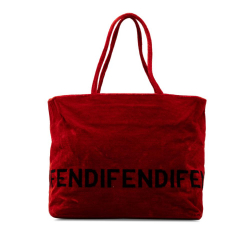 Fendi B Fendi Red Velvet Fabric Logo Tote Italy