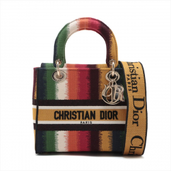 Christian Dior Lady D-Lite Medium Embroidery Canvas 2-Ways Tote Bag Multicolor
