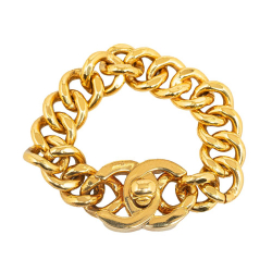 Chanel AB Chanel Gold Gold Plated Metal CC Turnlock Chain Bracelet France