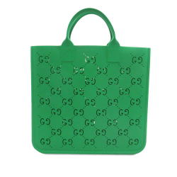 Gucci AB Gucci Green Polyester Fabric Kids' GG Rubber Tote Italy