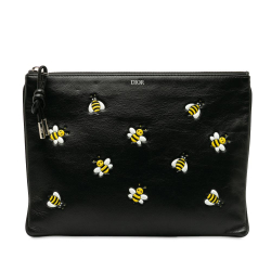Christian Dior AB Dior Black Calf Leather x Kaws Bee Clutch Bag Italy
