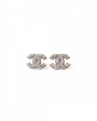 Chanel CC Silver Rhinestone Earrings