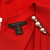 Louis Vuitton Rotes Kreppkleid mit Brosche