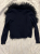Red Valentino Navy blue wool and sheep fur jacket