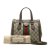 Gucci B Gucci Brown Beige Coated Canvas Fabric Small GG Supreme Ophidia Satchel Italy