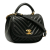 Chanel AB Chanel Black Lambskin Leather Leather Mini Reverse Quilted Chevron Lambskin Round Satchel Italy