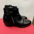 Valentino Garavani Valentino Rockstud Black Pebbled Leather Fringe Western Short Ankle Boots
