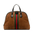 Gucci AB Gucci Brown Suede Leather Medium Web Ophidia Satchel Italy