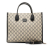 Gucci AB Gucci Brown Beige with Black Coated Canvas Fabric Small GG Supreme Interlocking G Tote Italy