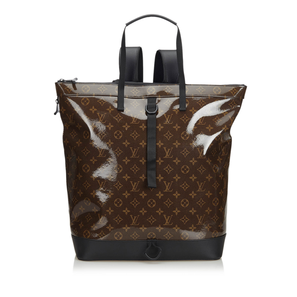 Louis Vuitton AB Louis Vuitton Brown Dark Brown Coated Canvas Fabric Monogram Glaze Backpack ITALY