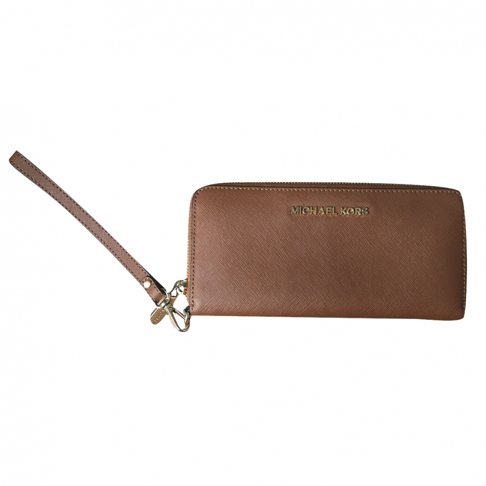 Michael Kors Large thin wallet with strap, camel colour