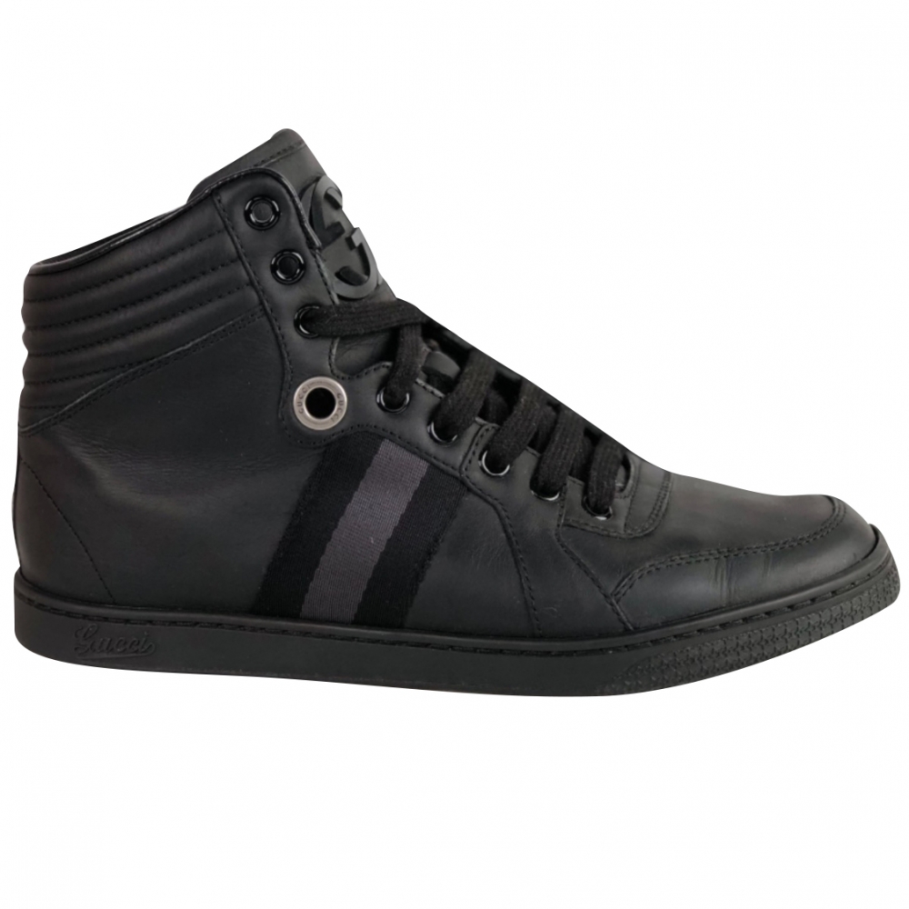 Gucci Black leather high-top sneaker
