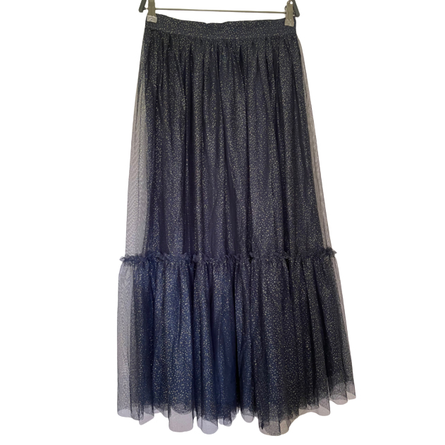 Anthropologie Long skirt in transparent sequined fabric