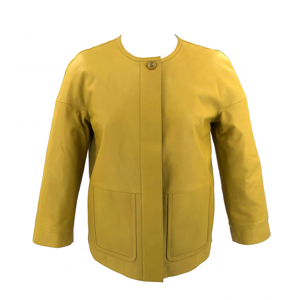 Loro Piana jacket in yellow chartreuse kid leather