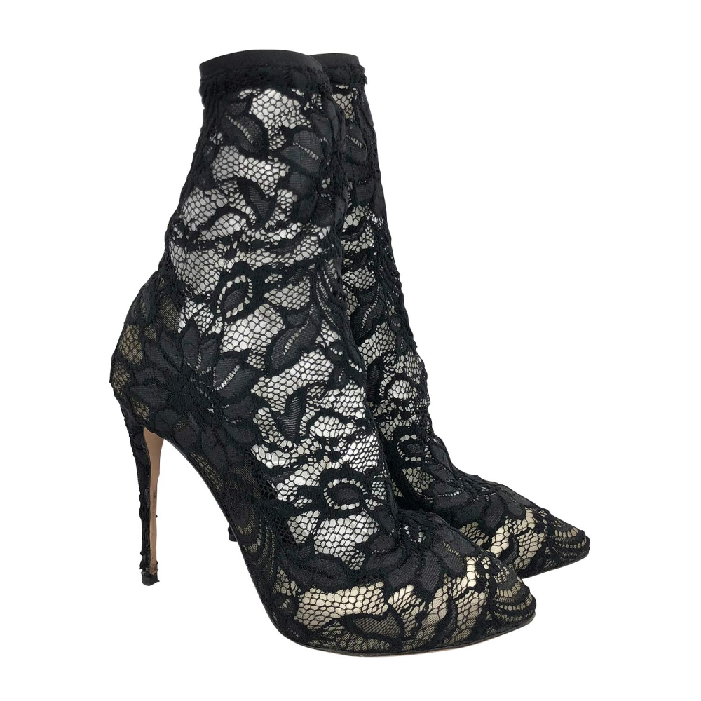 Dolce & Gabbana ankle boots in black stretch lace