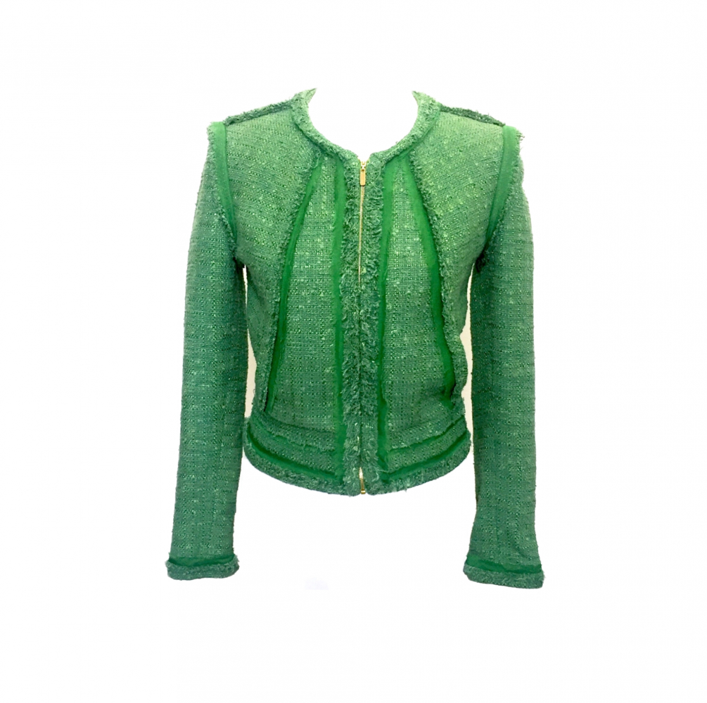 Elie Saab jacket in green tweed silk